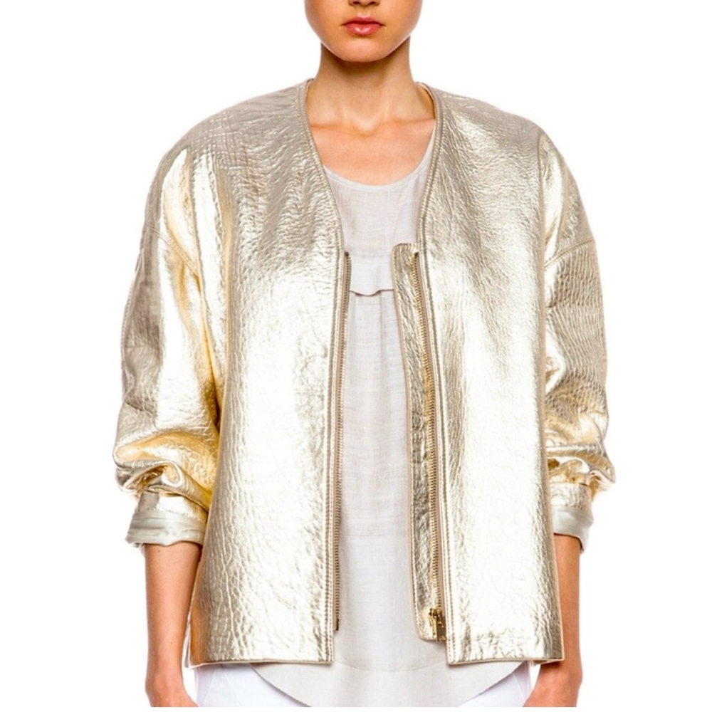 Isabel Marant CAMELIA METALLIC LEATHER JACKET Lambskin Leather Jacket